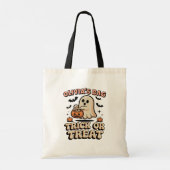 Gepersonaliseerde Ghost Trick or treat Retro Hallo Tote Bag (Achterkant)