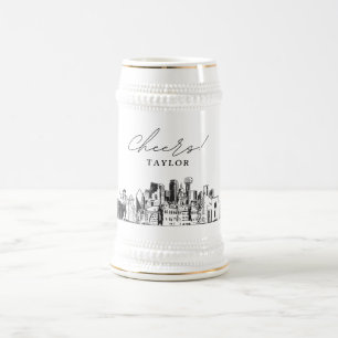 Gepersonaliseerde Gift Dallas Skyline Beer Stein Bierpul