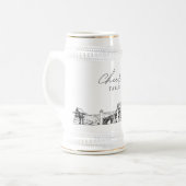 Gepersonaliseerde Gift Fort Worth Skyline schets Bierpul (Voorkant links)