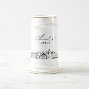 Gepersonaliseerde Gift Pasadena Skyline Sketch Bierpul