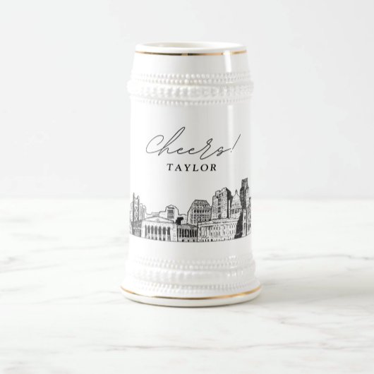 Gepersonaliseerde Gift Sacramento skyline schets Bierpul