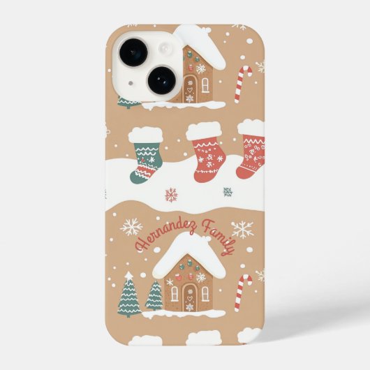Gepersonaliseerde Gingerbread Christmas Phone Case iPhone Hoesje (Achterkant)