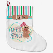 Gepersonaliseerde Gingerbread Man Kerstkous Grote Kerstsok (Voorkant)