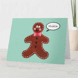 Gepersonaliseerde Gingerbread Man Kerstmis Kaart