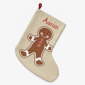 Gepersonaliseerde Gingerbread Stocking Grote Kerstsok (Voorkant (Hangend))