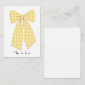Gepersonaliseerde Gingham Coquette Bow Dank u Notitiekaartje (Voorkant / Achterkant)