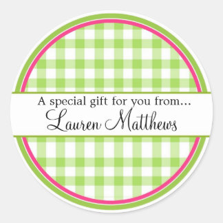 Gepersonaliseerde Gingham Gift Stickers