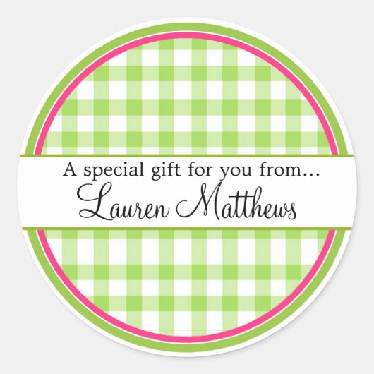 Gepersonaliseerde Gingham Gift Stickers (Voorkant)