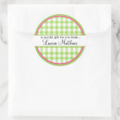 Gepersonaliseerde Gingham Gift Stickers (Tas)