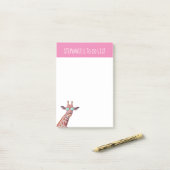 Gepersonaliseerde Giraffe afvuren om lijst roze te Post-it® Notes (Op bureau)