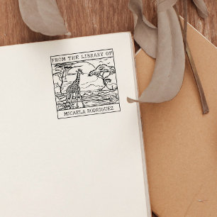 gepersonaliseerde Giraffe-boekenplaat Rubberstempel