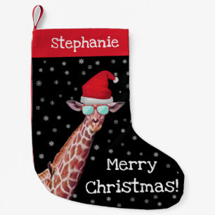 Gepersonaliseerde Giraffe met kerstvakantie Kleine Kerstsok
