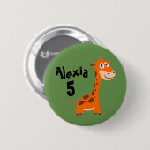 Gepersonaliseerde Giraffe Ronde Button 5,7 Cm (Voorkant /achterkant)
