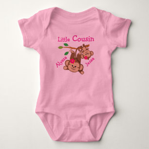 Gepersonaliseerde Girl Monkeys Little Cousin Romper