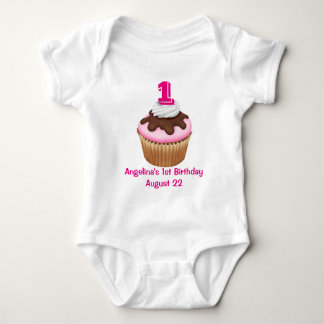 Gepersonaliseerde Girl's Cupcake Verjaardag Romper