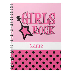 Gepersonaliseerde Girls Rock School Girly Pink Bla Notitieboek