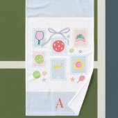 Gepersonaliseerde Girly Pickleball postzegels Handdoek