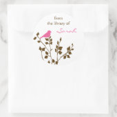 Gepersonaliseerde Girly Pink Brown Book Stickers (Tas)