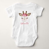 Gepersonaliseerde 'Girly Pink Floral'-Giraffe Romper (Achterkant)