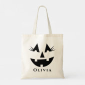 Gepersonaliseerde Girly Pumpkin Face Halloween Tote Bag (Achterkant)