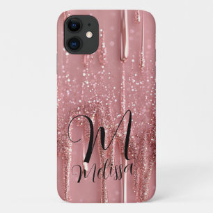 Gepersonaliseerde Girly Roos Gold Glitter Shimmery iPhone 11 Hoesje
