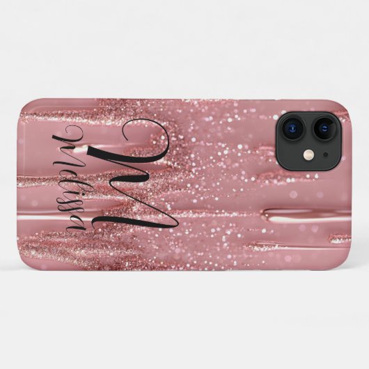 Gepersonaliseerde Girly Roos Gold Glitter Shimmery Case-Mate iPhone Case (Achterkant (horizontaal))