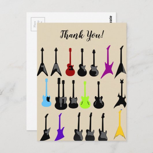 Gepersonaliseerde Gitaar Print Dank u Briefkaart (Voorkant / Achterkant)