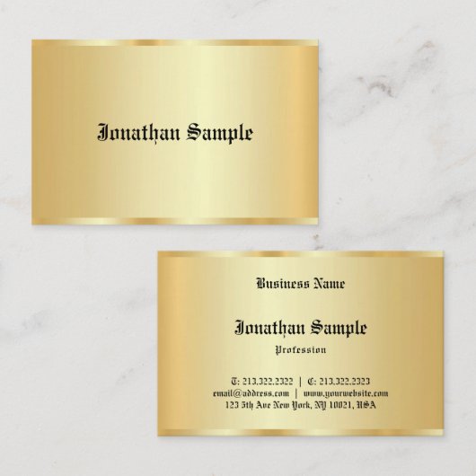 Gepersonaliseerde Glamour Sjabloon Oude Tekst Faux Visitekaartje (Voorkant / Achterkant)