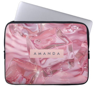 Gepersonaliseerde Glanzende Roze Ijs Glossy Laptop Sleeve