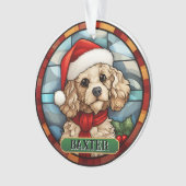 Gepersonaliseerde Glas in lood poedel Ornament (voorkant)