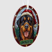 Gepersonaliseerde Glas in lood Rottweiler Ornament (voorkant)
