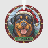 Gepersonaliseerde Glas in lood Rottweiler Ornament (achterkant)