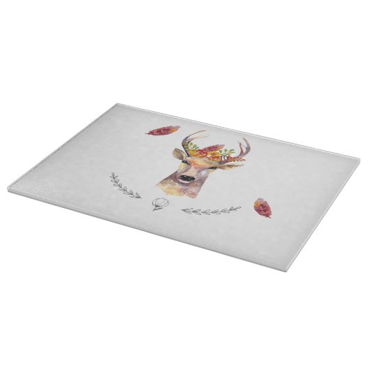 Gepersonaliseerde glas snijden boho hert Buck Head Snijplank (Hoek)