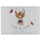 Gepersonaliseerde glas snijden boho hert Buck Head Snijplank (Voorkant)