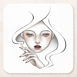 Gepersonaliseerde glazen wanden Witte rokerdochter Vierkante Kartonnen Onderzetter