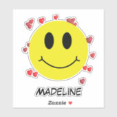 Gepersonaliseerde Glimlach Gezicht met Harten Emot Sticker (Vel)