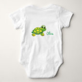 Gepersonaliseerde glimlachschildpad romper (Achterkant)