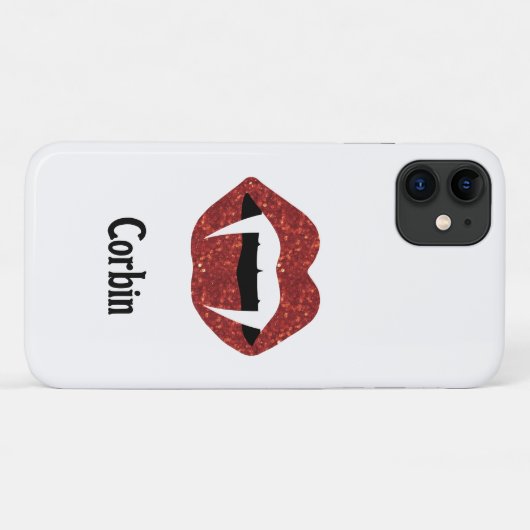 Gepersonaliseerde Glitter Fangs Halloween - rode l Case-Mate iPhone Case (Achterkant (horizontaal))