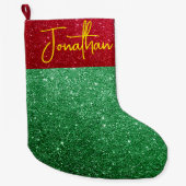 Gepersonaliseerde Glitter Kerstkous – Groot Grote Kerstsok (Voorkant)