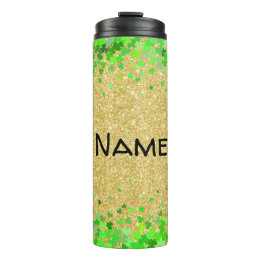 Gepersonaliseerde Glitter & Shamrocks Thermosbeker