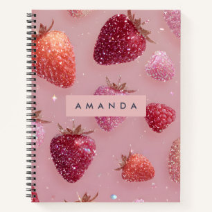 Gepersonaliseerde Glitter Strawberry Dream Sparkli Notitieboek