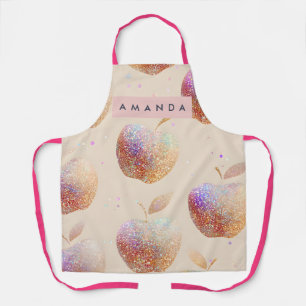 Gepersonaliseerde Glittersappel Glansfruit Pastel Schort