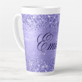Gepersonaliseerde Glittery Periwinkle Folie Latte Mok (Linkerhoek)