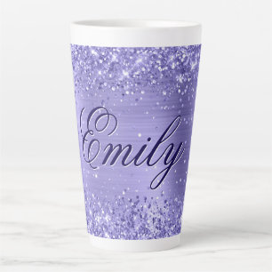 Gepersonaliseerde Glittery Periwinkle Folie Latte Mok