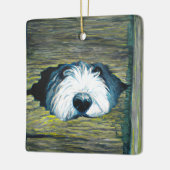 Gepersonaliseerde gluren Oud Engels Sheepdog hond Keramisch Ornament (Links)
