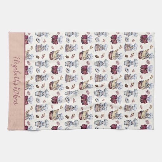 Gepersonaliseerde gnomen Baking Cupcakes Donuts Tr Theedoek (Horizontaal)