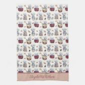 Gepersonaliseerde gnomen Baking Cupcakes Donuts Tr Theedoek (Verticaal)