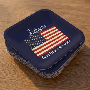 Gepersonaliseerde God Bless America vlag Papieren Bordje
