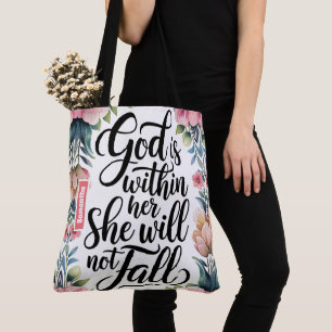 Gepersonaliseerde God is binnenin haar Christelijk Draagtas