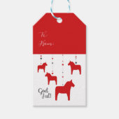 Gepersonaliseerde God jul! Dala Horse Cadeaulabel (Voorkant)